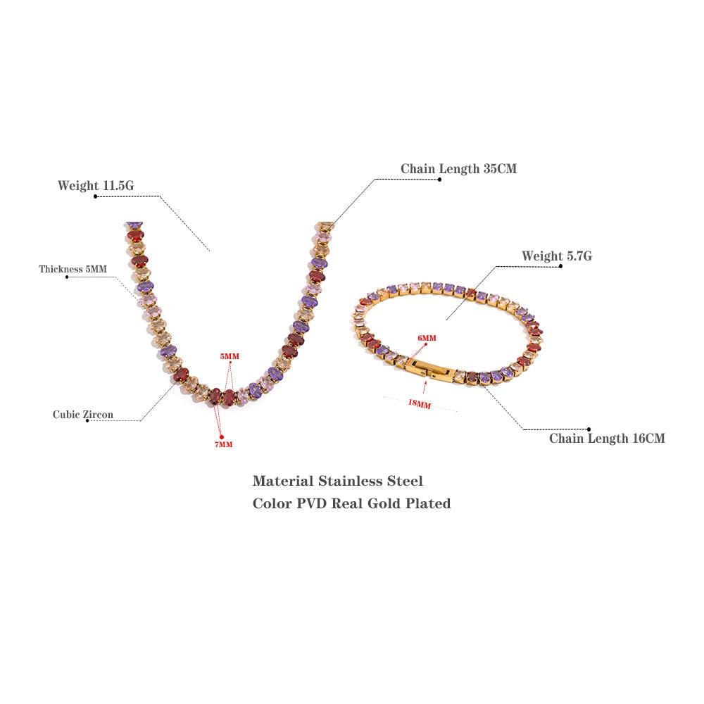 measurement details of tennis bracelet and necklace