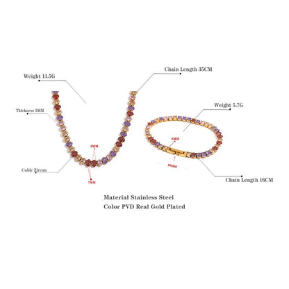 measurement details of tennis bracelet and necklace